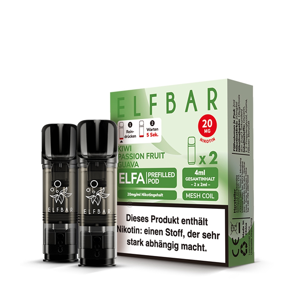 Elfbar ELFA POD (2stk) - Kiwi Passion Fruit Guava 20mg