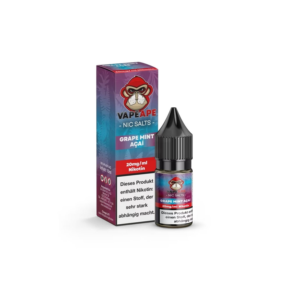 VapeApe Nic Salt Liquid 20mg - Grape Mint Acai