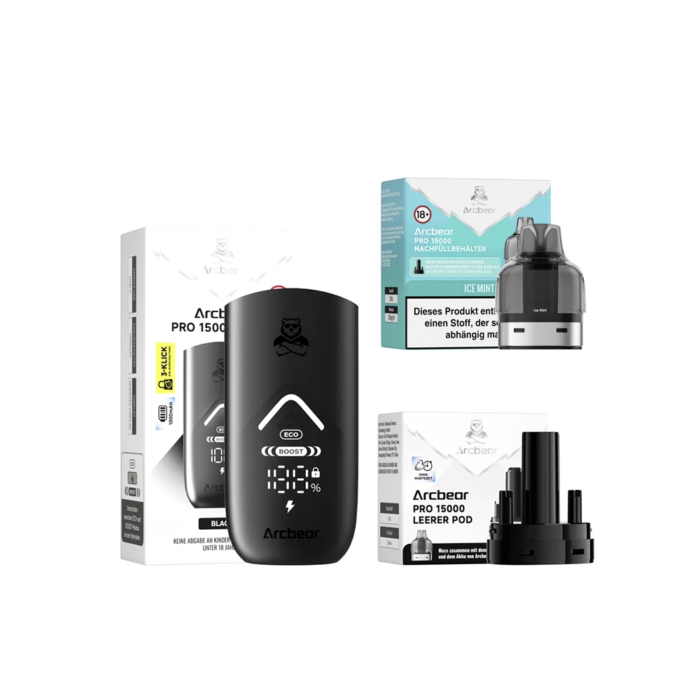 ArcBear Pro 15000 Starter-Set 5er Gerät + Pod- (20mg) Ice Mint