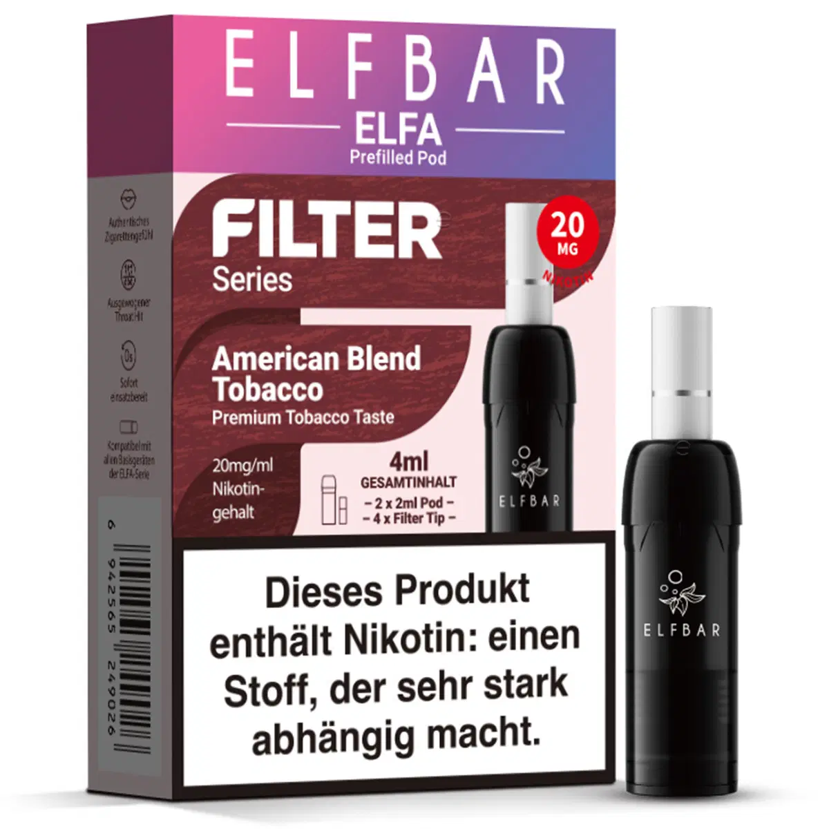 Elfbar ELFA POD Filter Series 20mg (2stk) - American Blend Tobacco