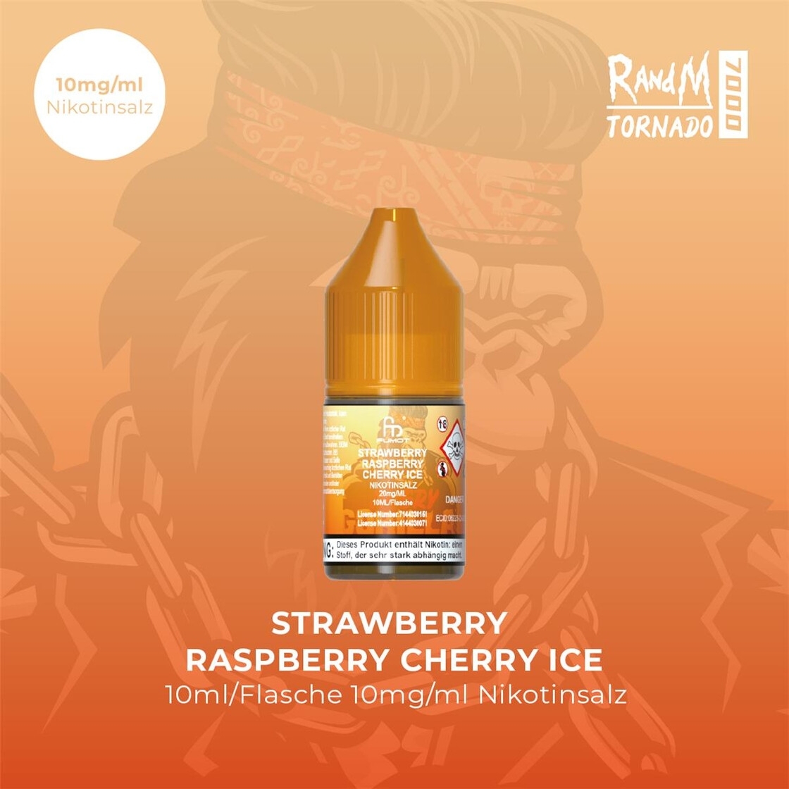 RandM Tornado Liquid 10mg - Strawberry Raspberry Cherry Ice 