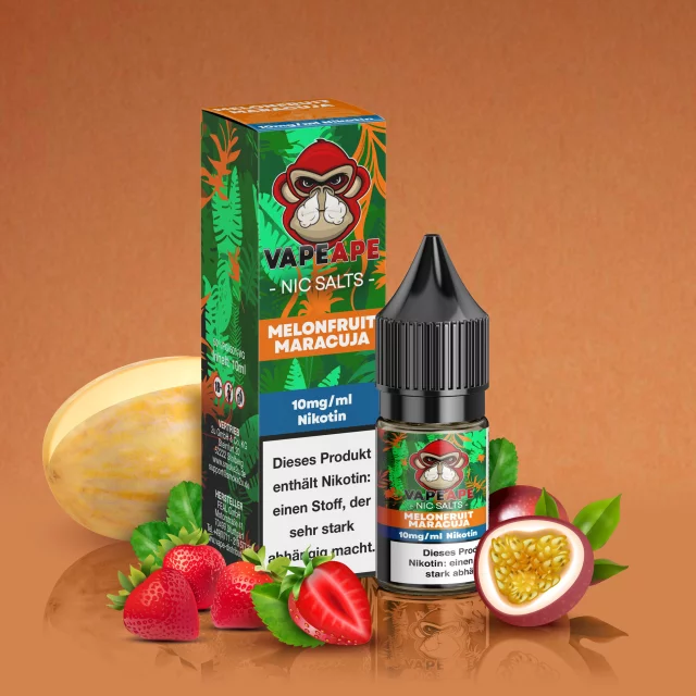 VapeApe Nic Salt Liquid 10mg - Melonfruit Maracuja 