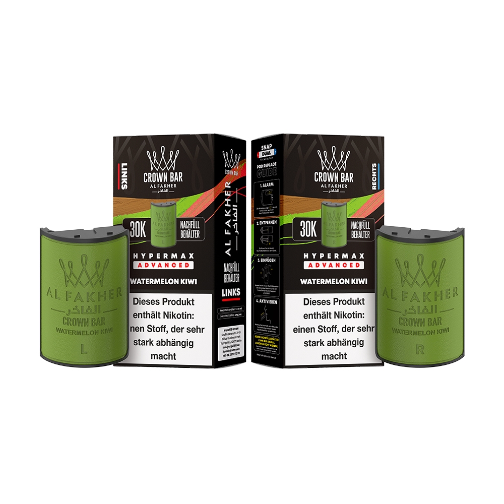 Al Fakher 30K Hypermax Tank Set - Watermelon Kiwi Al Fakher 30K Hypermax Tank Set - Watermelon Kiwi