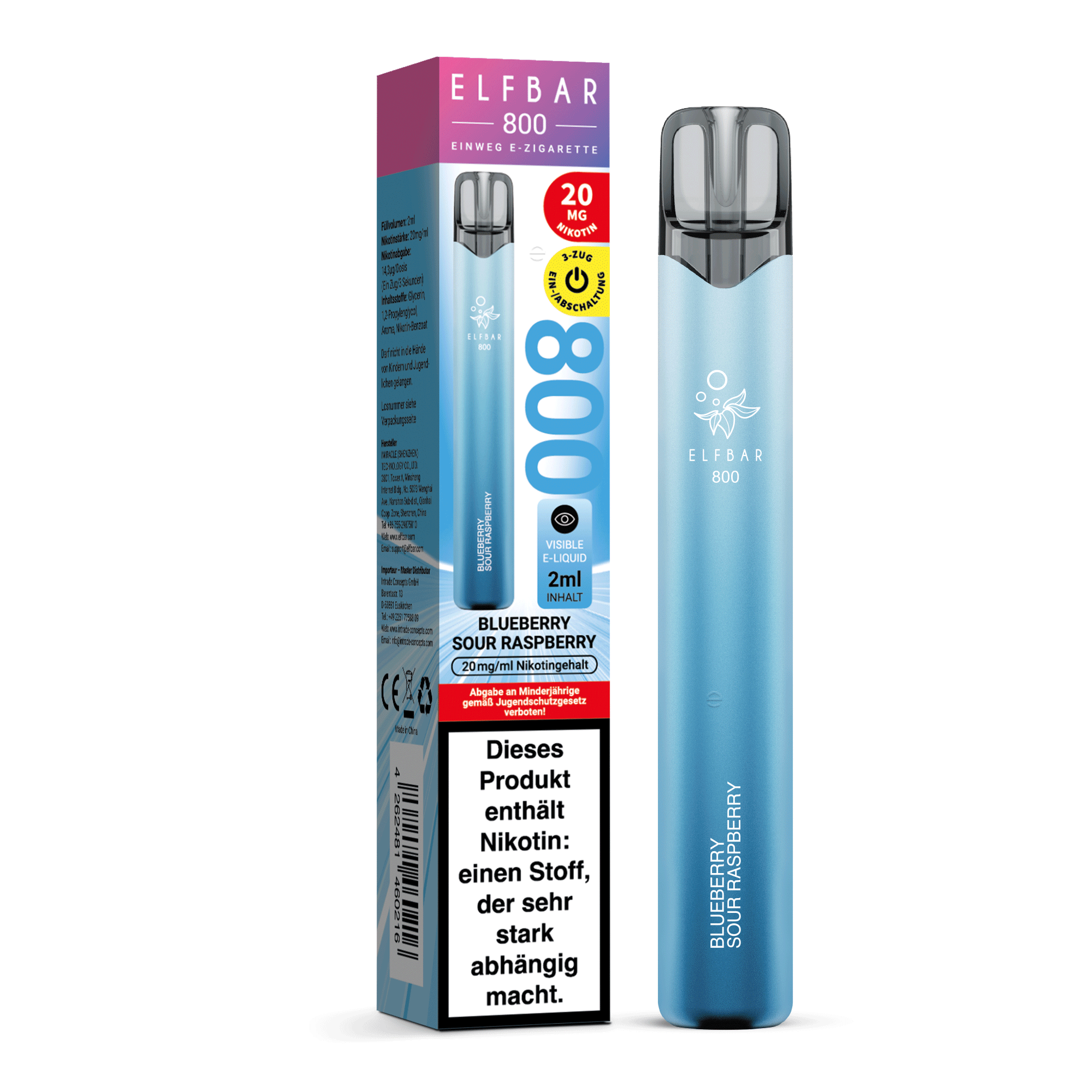 Elfbar 800 Einweg E-Shisha 20mg - Blueberry Sour Raspberry