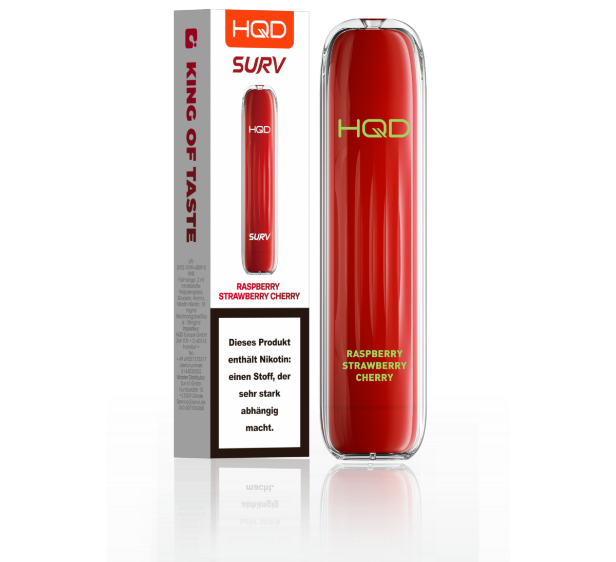 HQD E-Shisha Surv 600 - Raspberry Strawberry Cherry