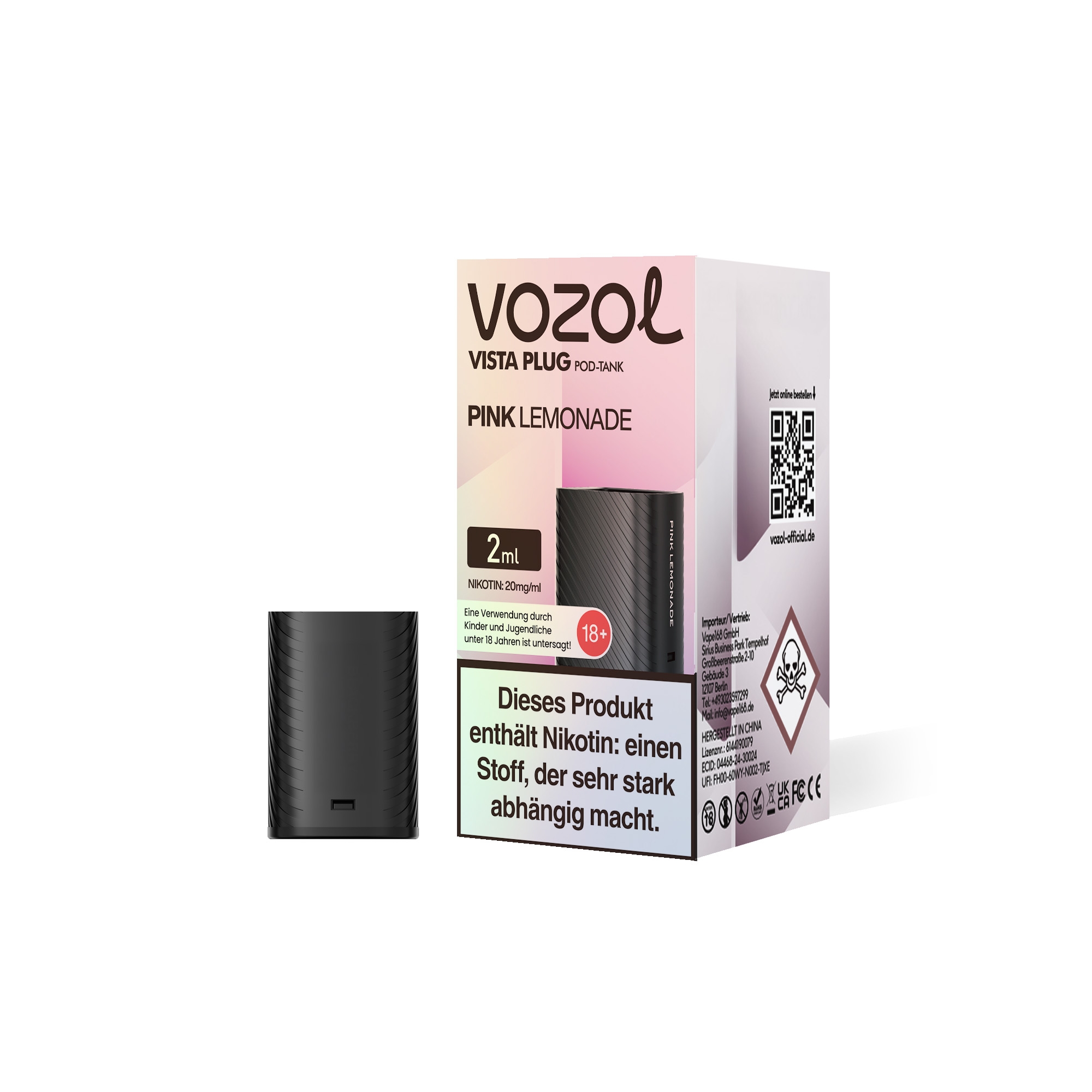 Vozol Vista Plug Verdampfer Pod 2ml - Pink Lemonade