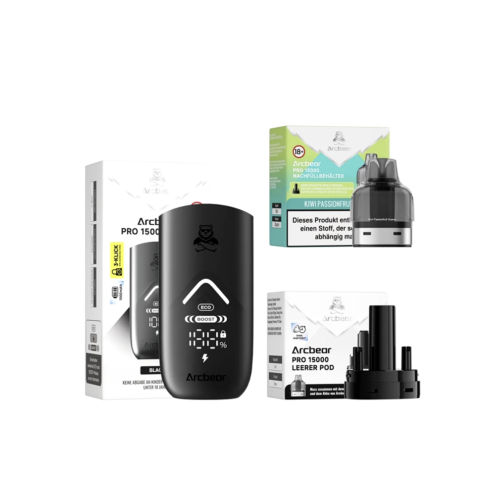 ArcBear Pro 15000 Starter-Set 5er Gerät + Pod- (20mg) Kiwi Passionfruit Guave
