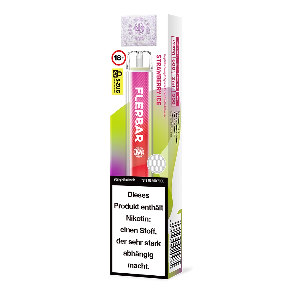 Flerbar M E-Shisha 600 - Strawberry Ice 20mg