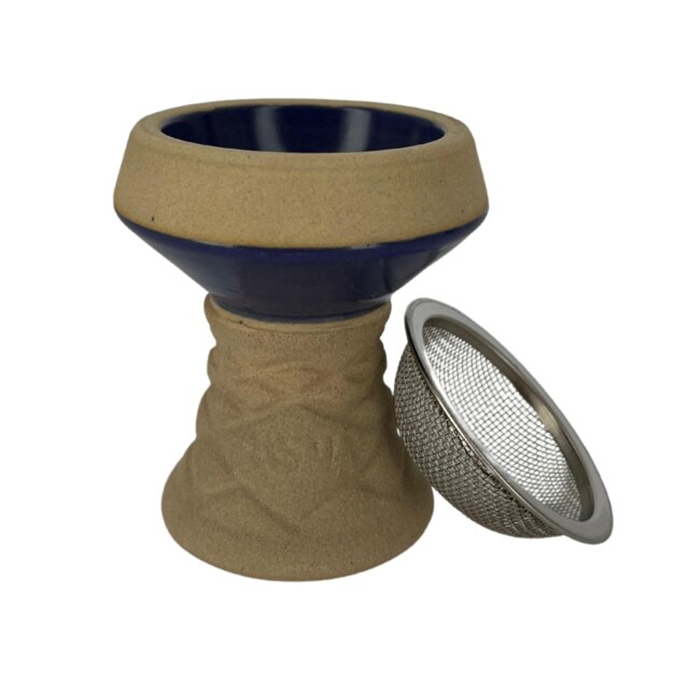 Luna Hookah Steinkopf mit Sieb - Weiß/ Blau