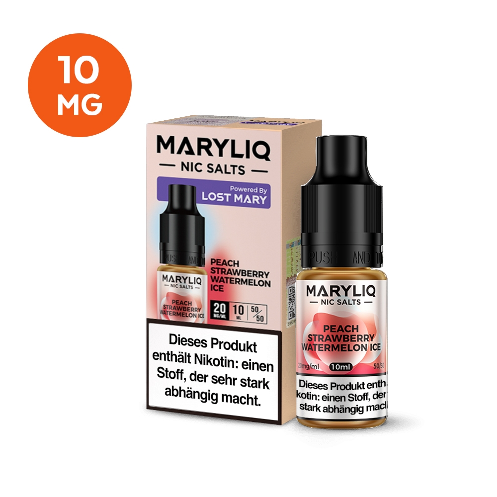 MARYLIQ Nikotinsalz Liquid 10mg - Peach Strawberry Watermelon Ice