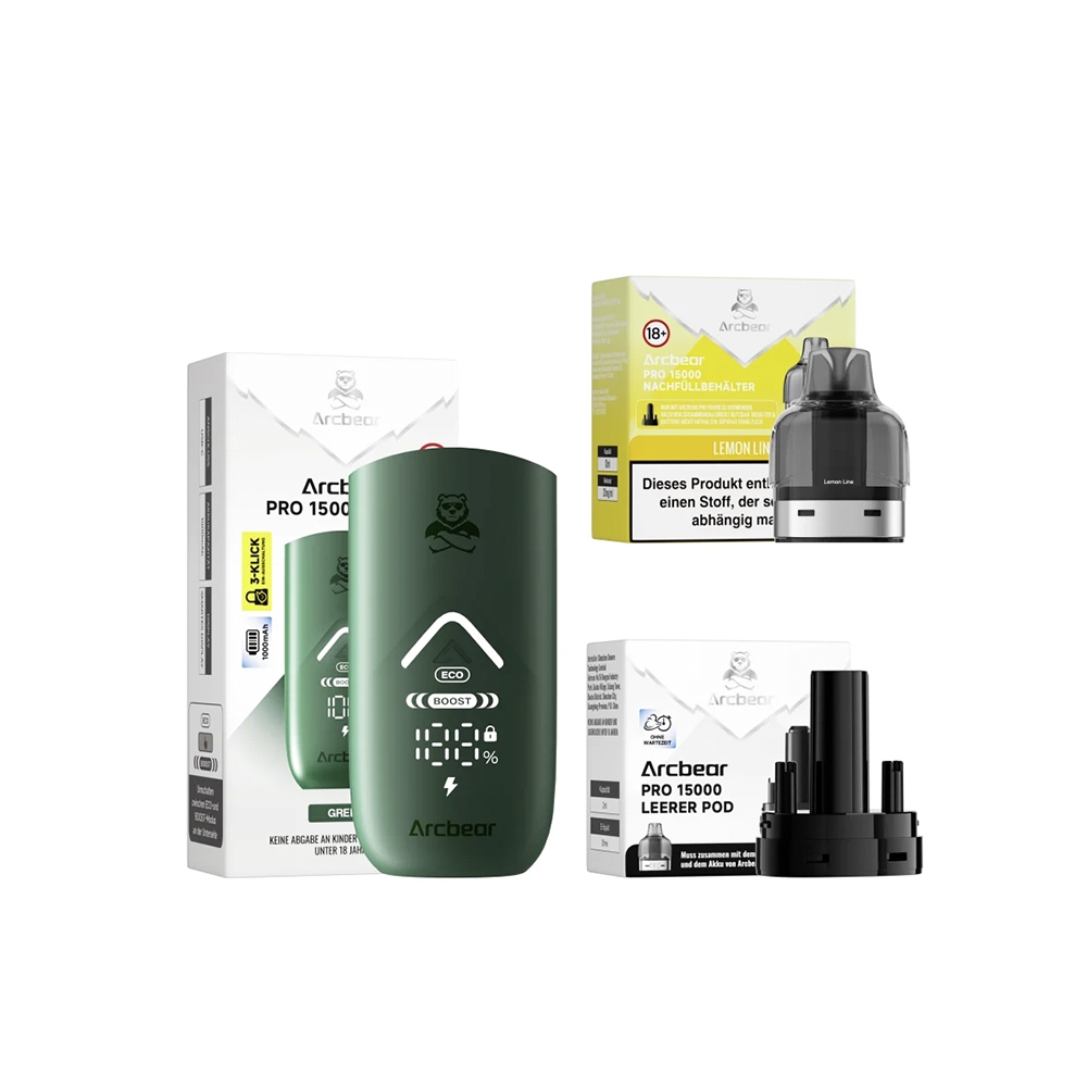 ArcBear Pro 15000 Starter-Set 5er Gerät + Pod- (20mg) Lemon-Lime