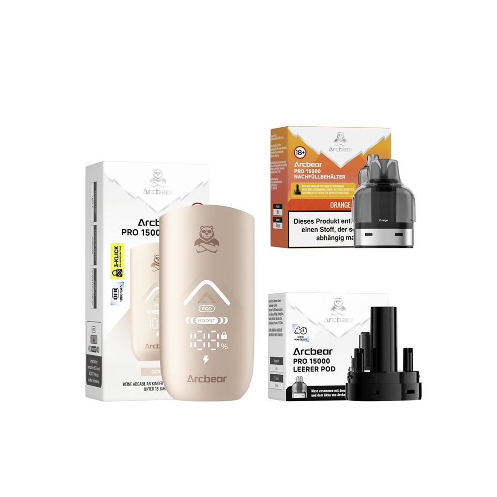 ArcBear Pro 15000 Starter-Set 5er Gerät + Pod- (20mg) Orange