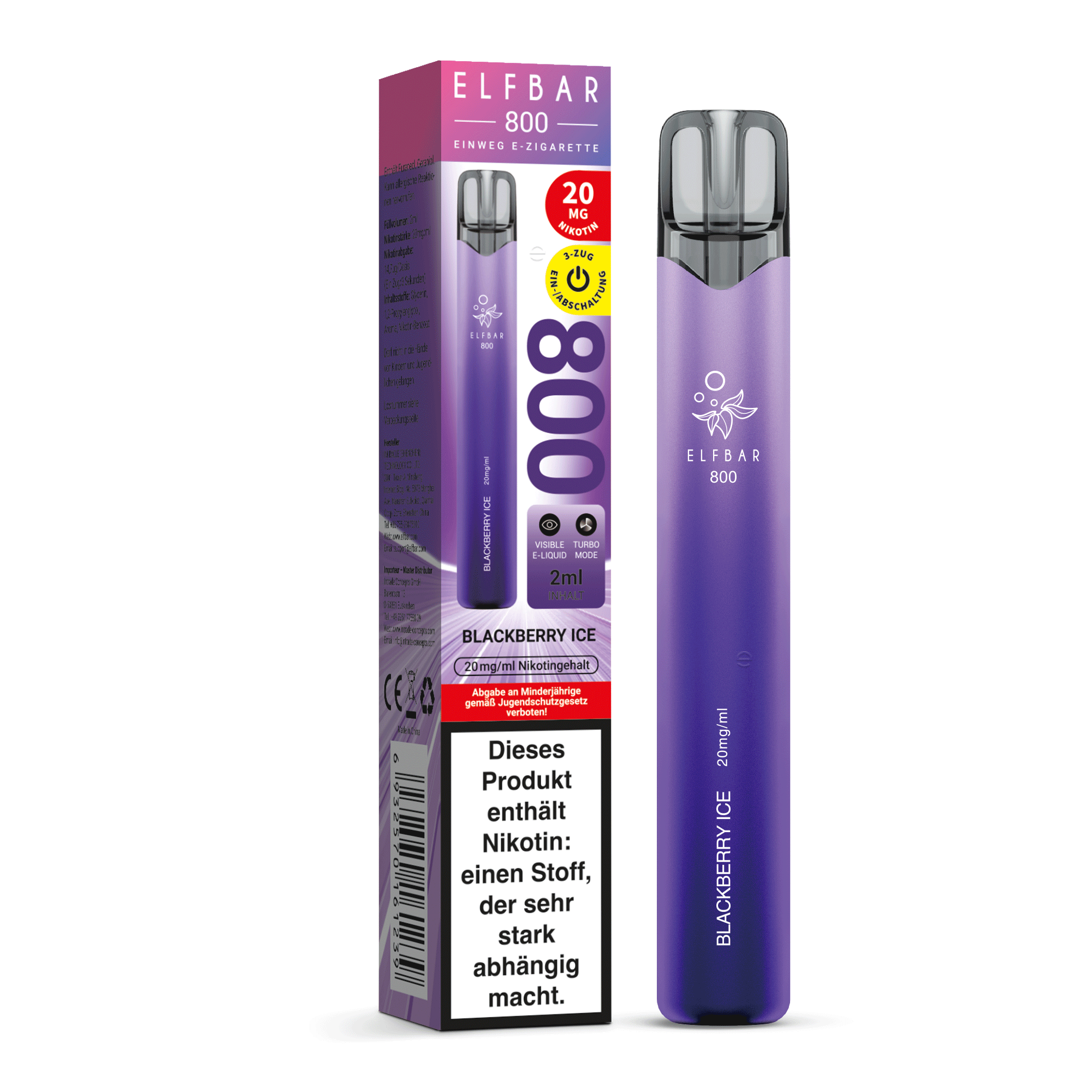 Elfbar 800 Einweg E-Shisha 20mg - Blackberry Ice