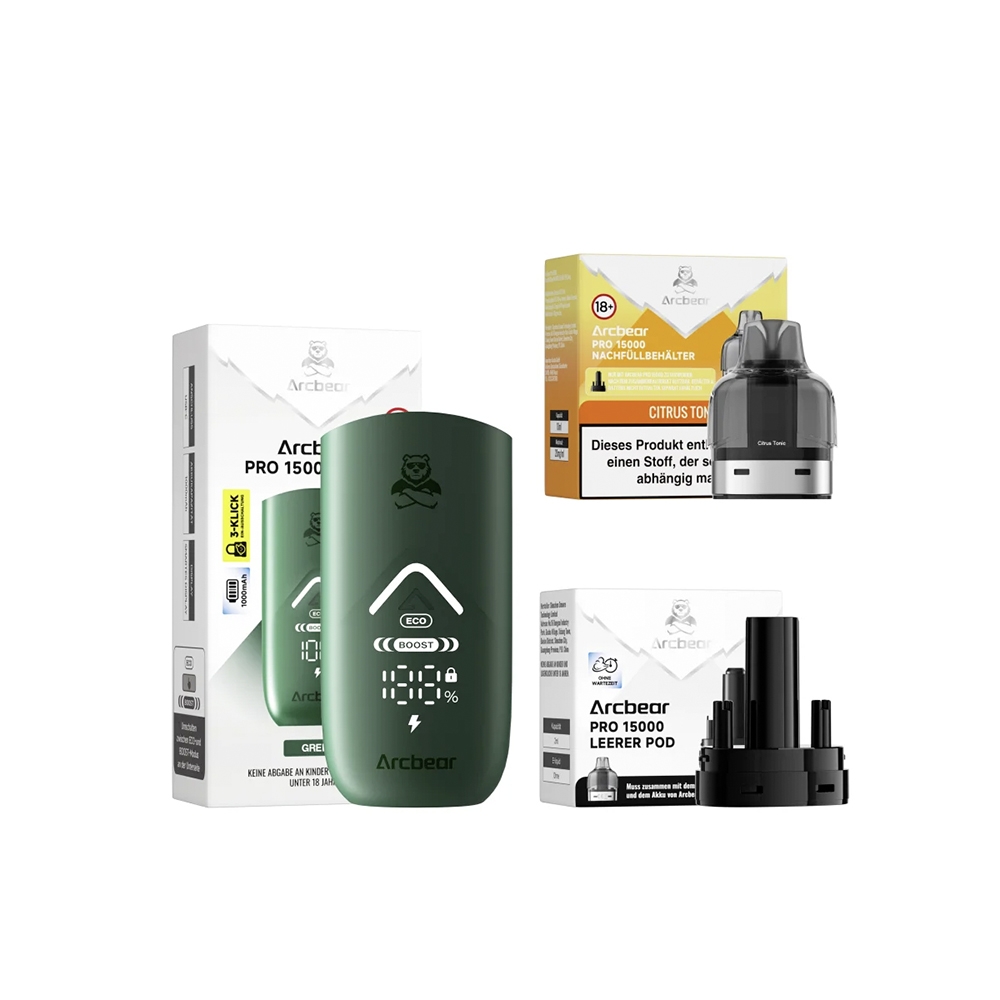 ArcBear Pro 15000 Starter-Set 5er Gerät + Pod- (20mg) Citrus Tonic