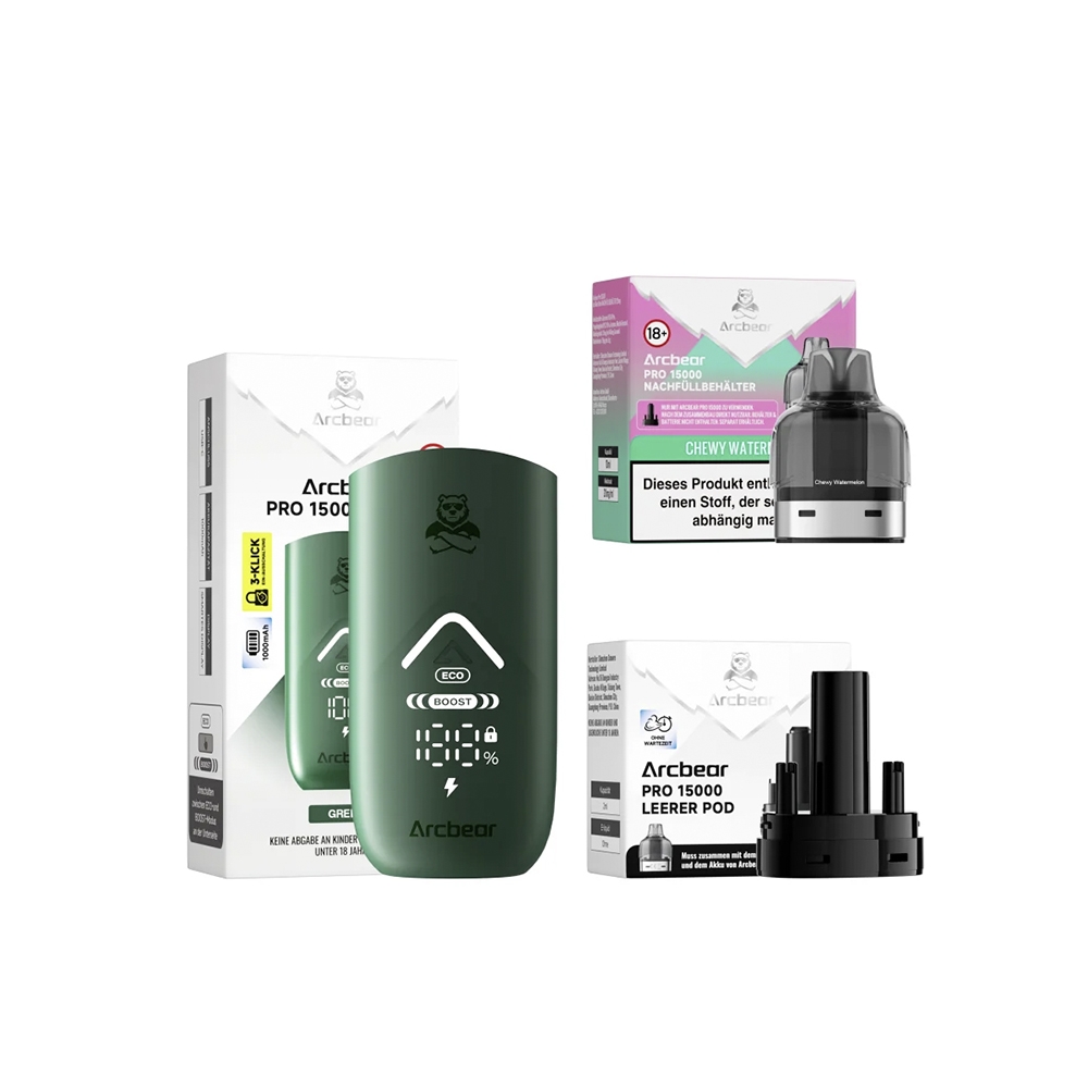 ArcBear Pro 15000 Starter-Set 5er Gerät + Pod- (20mg) Chewy Watermelon