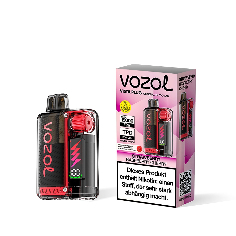 Vozol Vista Plug Starterkit 15000 - Strawberry Raspberry Cherry