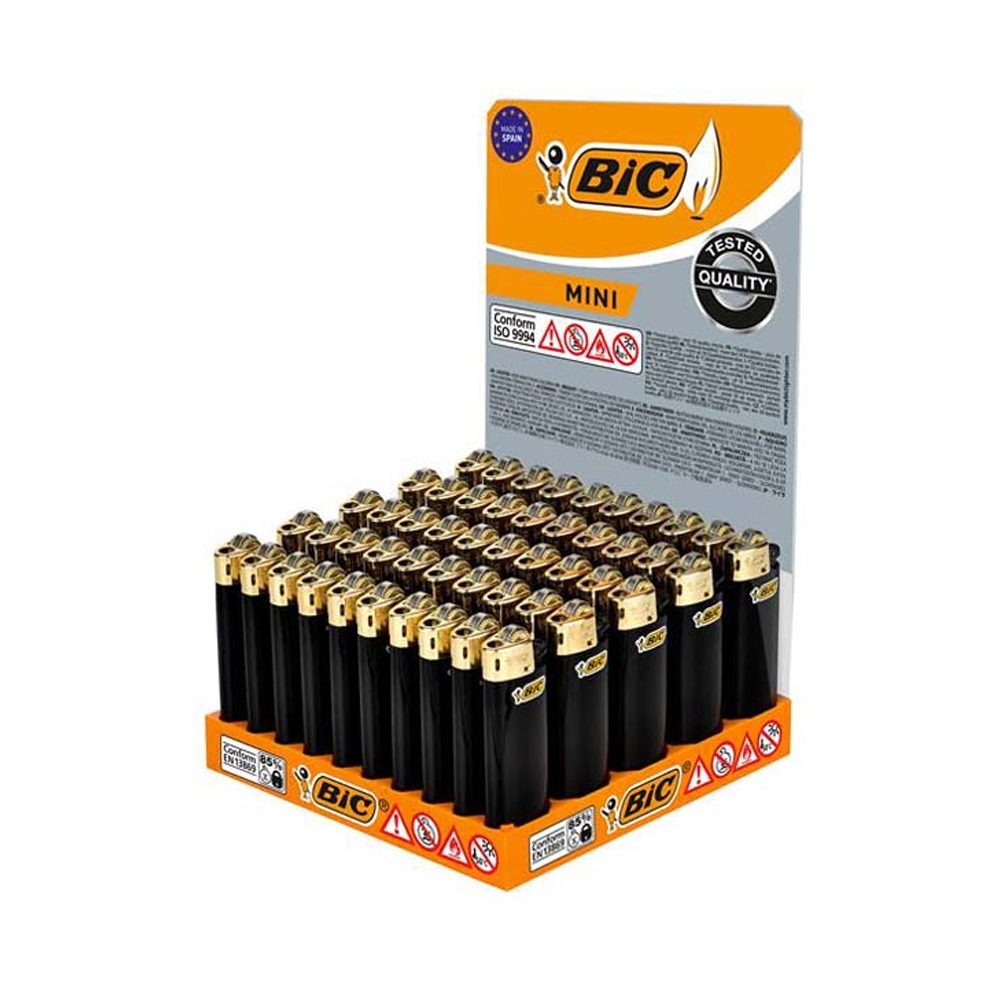 BIC Mini J25 Reibrad Feuerzeug Schwarz/Gold