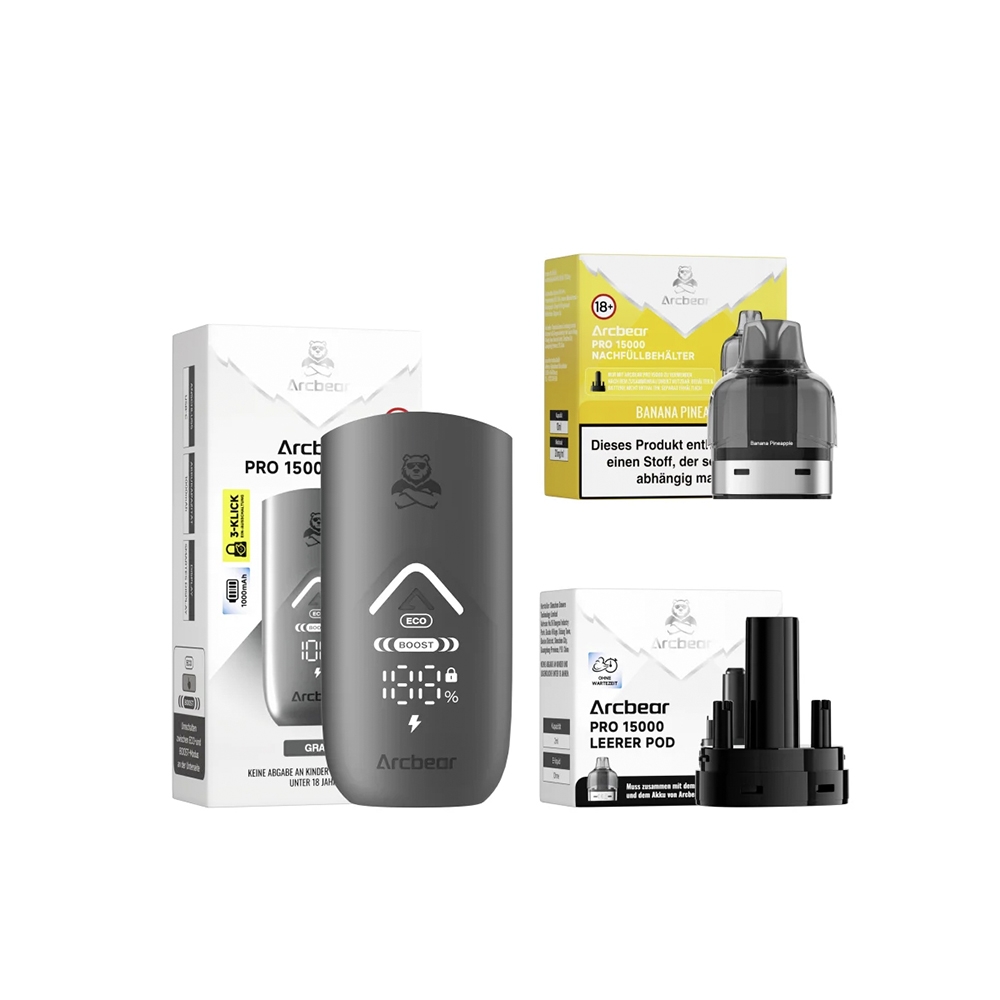 ArcBear Pro 15000 Starter-Set 5er Gerät + Pod- (20mg) Banana Pineapple
