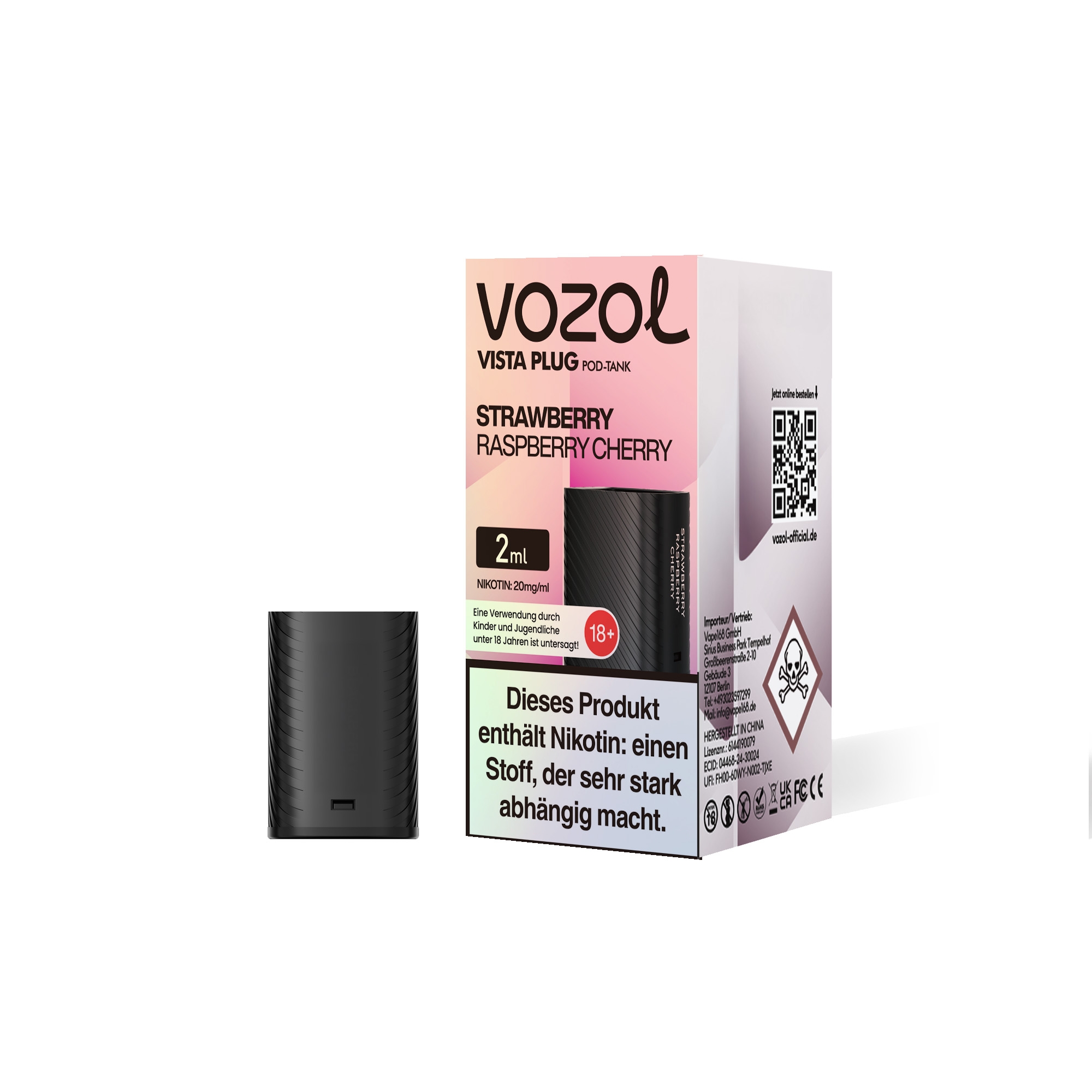 Vozol Vista Plug Verdampfer Pod 2ml - Strawberry Raspberry Cherry