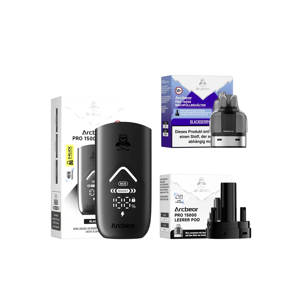 ArcBear Pro 15000 Starter-Set 5er Gerät + Pod- (20mg) Black Ice