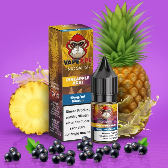VapeApe Nic Salt Liquid 10mg - Pineapple Acai 