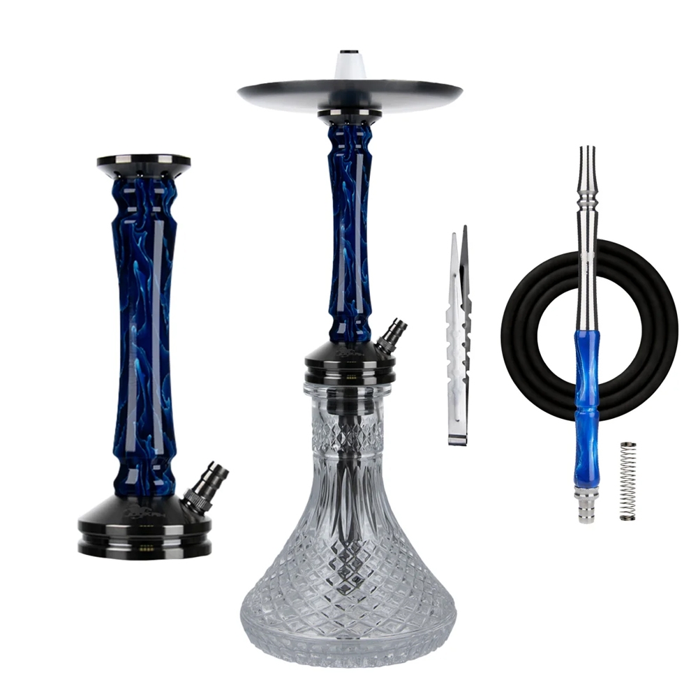 Jookah Shisha Straight Flush - Black Steel/Blue
