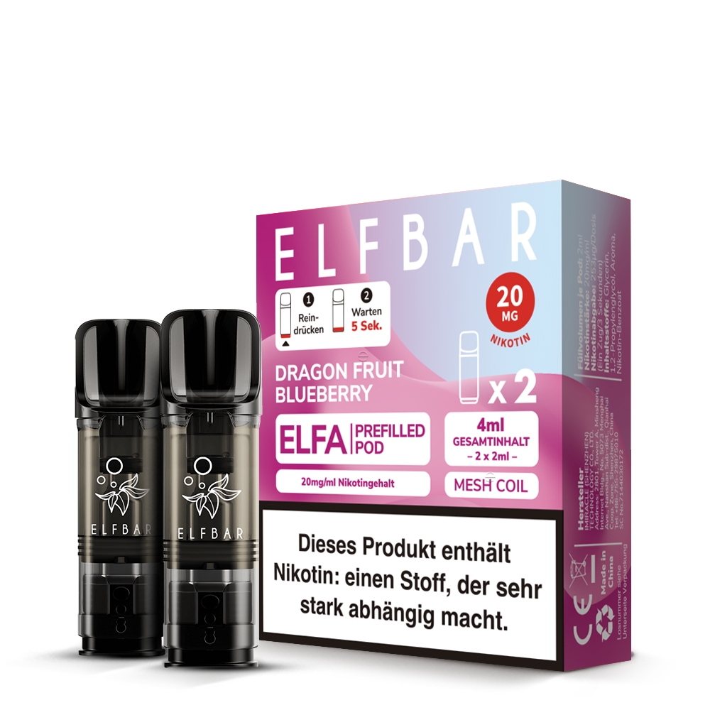 Elfbar ELFA POD 20mg (2stk) - Dragonfruit Blueberry