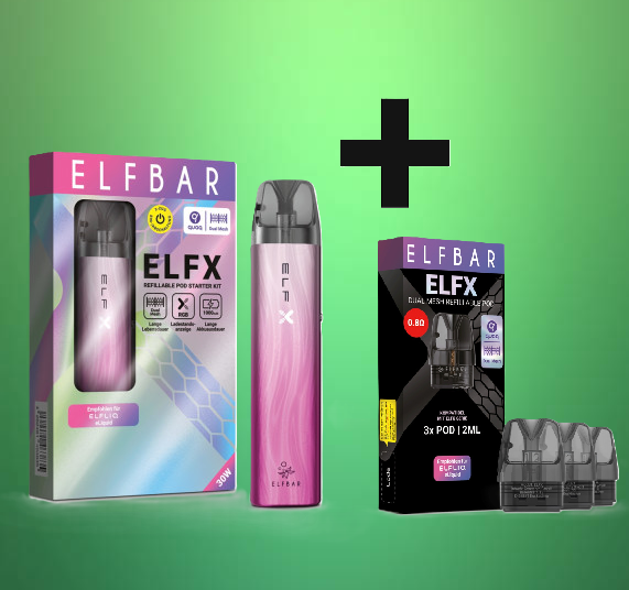 Elfbar ELFX Refillable Kit - Silver Pink - Bundle