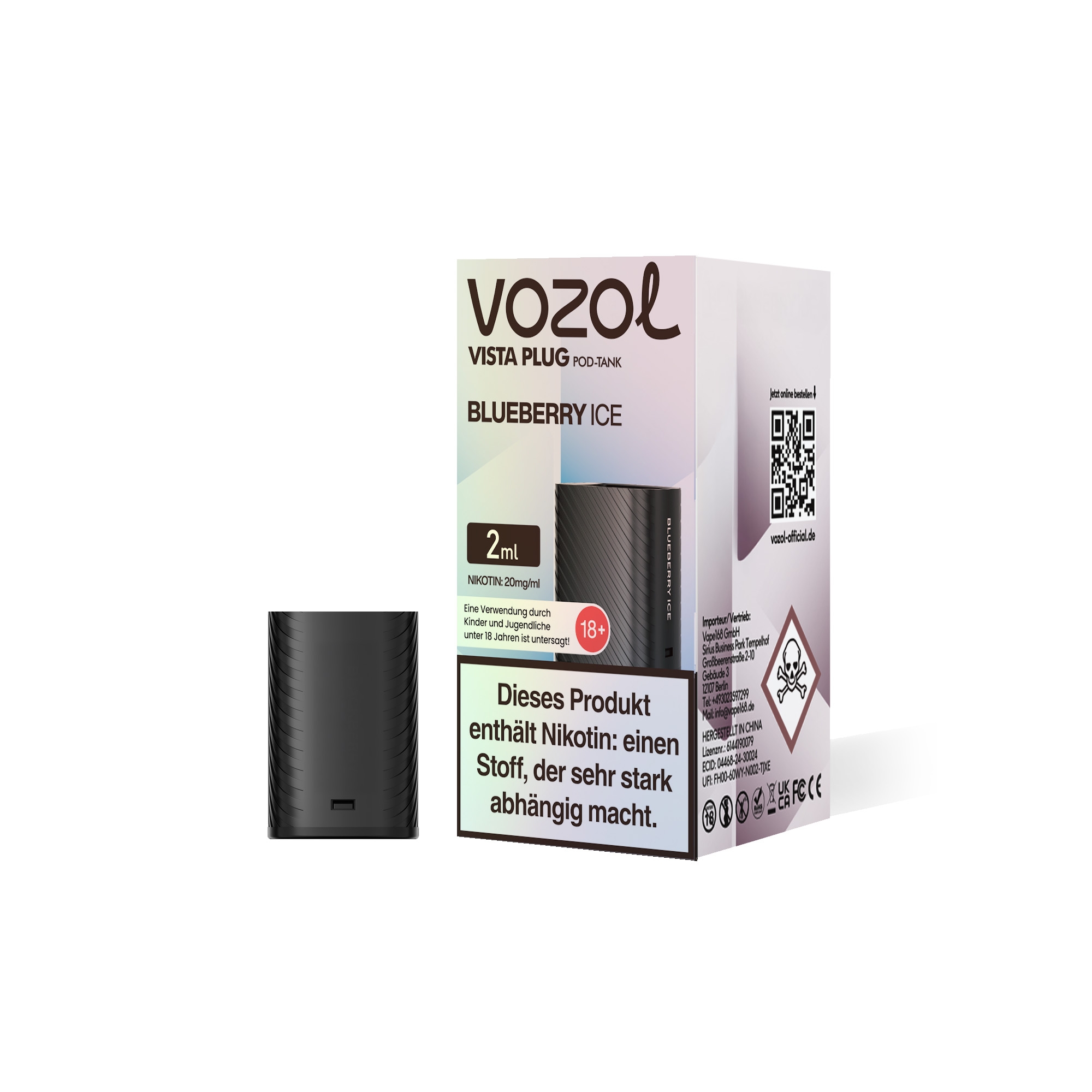 Vozol Vista Plug Verdampfer Pod 2ml - Blueberry Ice