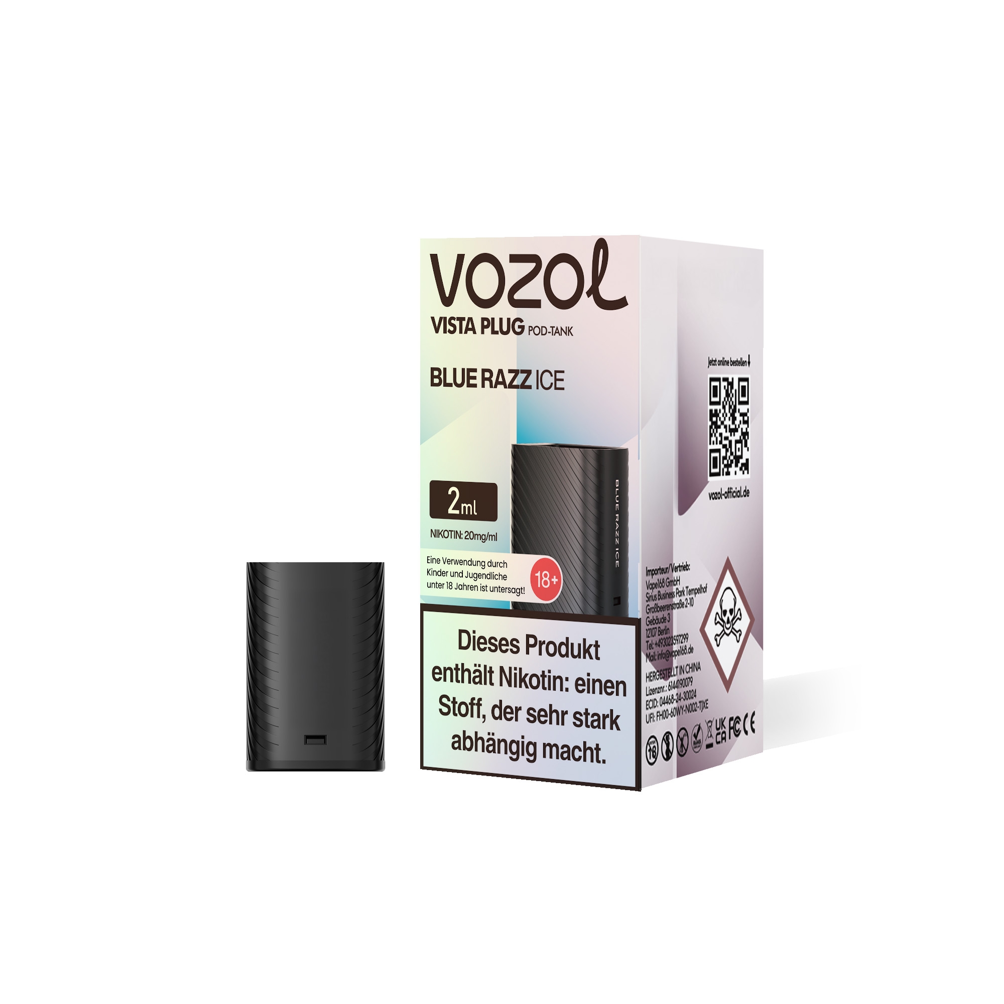 Vozol Vista Plug Verdampfer Pod 2ml - Blue Razz Ice