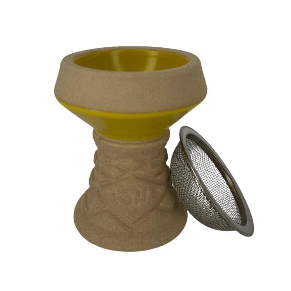 Luna Hookah Steinkopf mit Sieb - Weiß/ Gelb