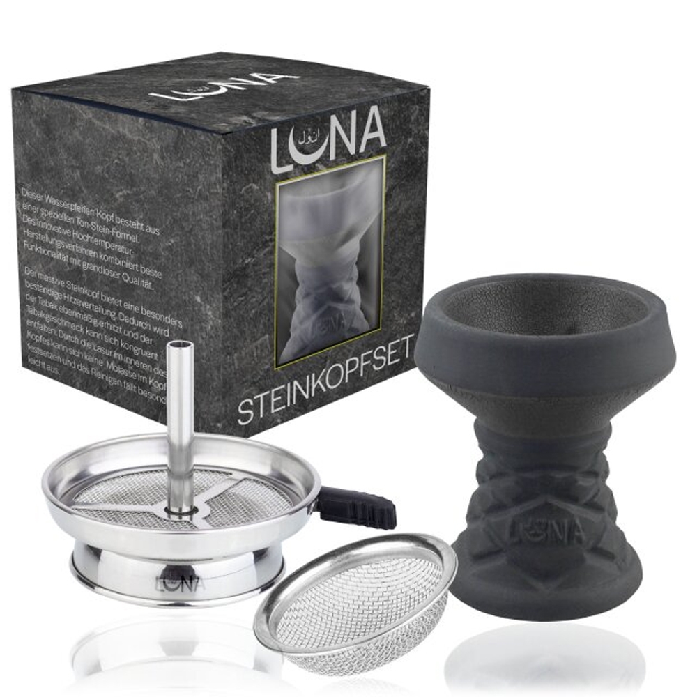 Luna Hookah Steinkopf Set - Schwarz