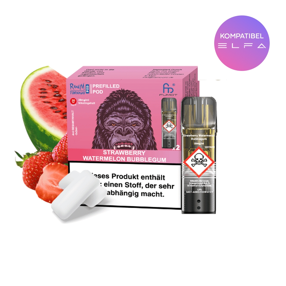 RandM Tornado Pods (2stk) 20mg - Strawberry Watermelon Bubblegum