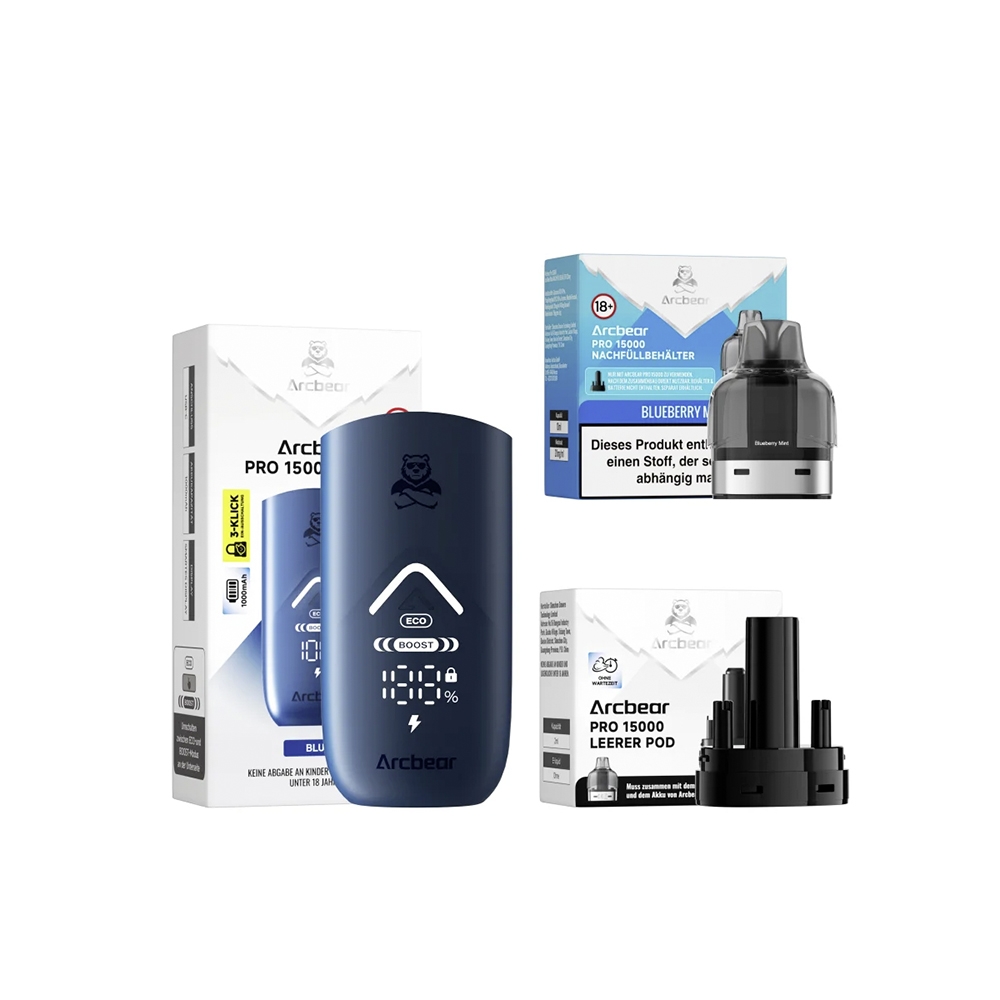 ArcBear Pro 15000 Starter-Set 5er Gerät + Pod- (20mg) Blueberry Mint