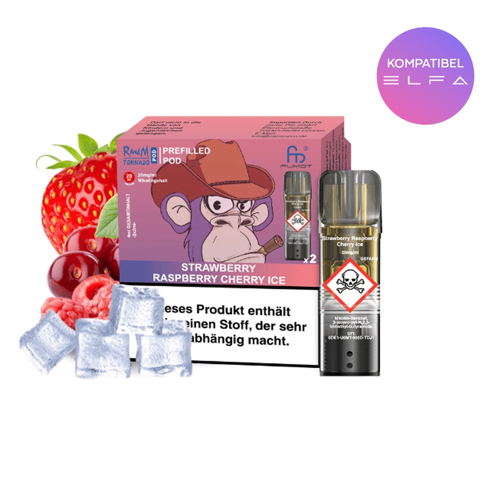 RandM Tornado Pods (2stk) 20mg - Strawberry Raspberry Cherry Ice