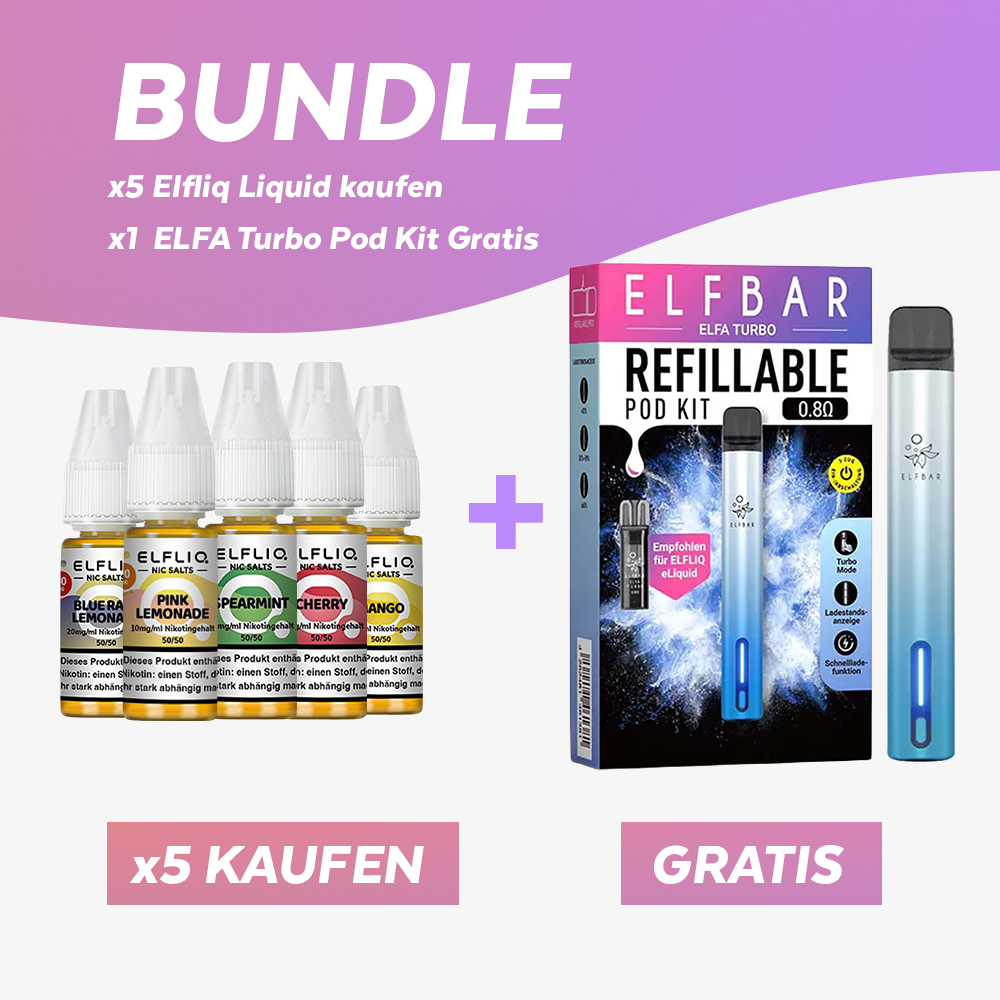 AKTION: x5 Elfbar Elfa Liquid + x1 Elfbar Turbo Pod Kit GRATIS
