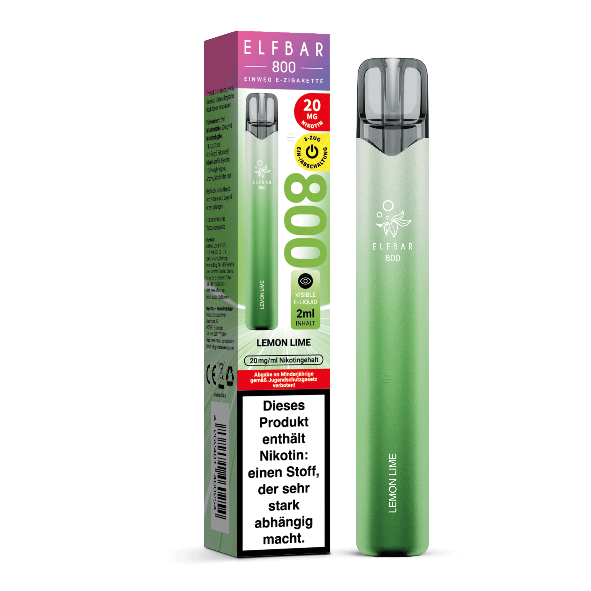 Elfbar 800 Einweg E-Shisha 20mg - Lemon Lime