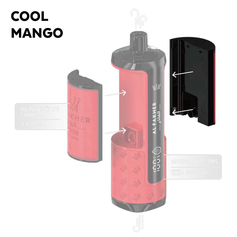 Al Fakher 20K Hypermax Tank 10ml Rechts - Cool Mango
