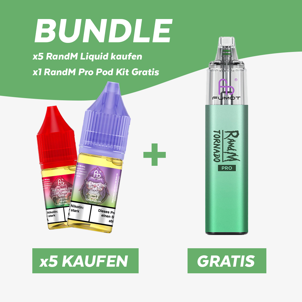 AKTION: x5 RandM Liquid + 1 Pod Kit GRATIS