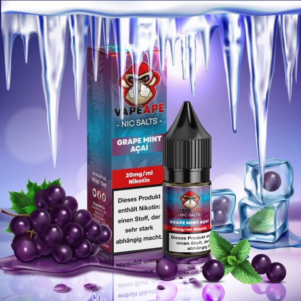 VapeApe Nic Salt Liquid 20mg - Grape Mint Acai