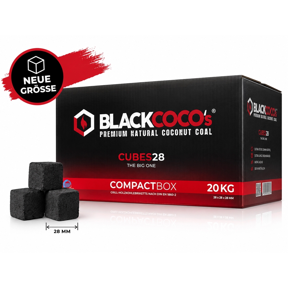 Black Coco's Cubes28 Premium Kokosnuss Naturkohle 20kg