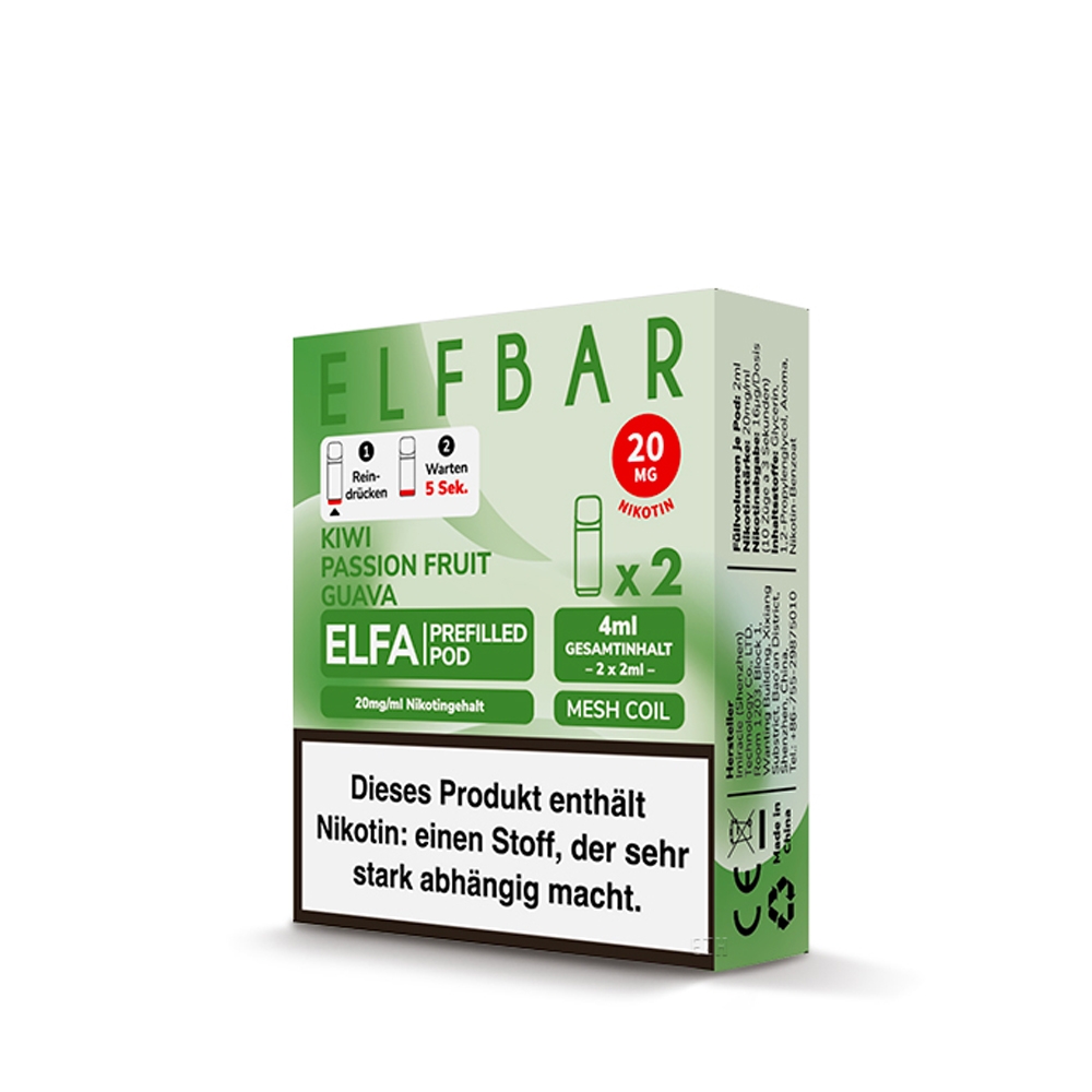 Elfbar ELFA POD (2stk) - Kiwi Passion Fruit Guava 20mg
