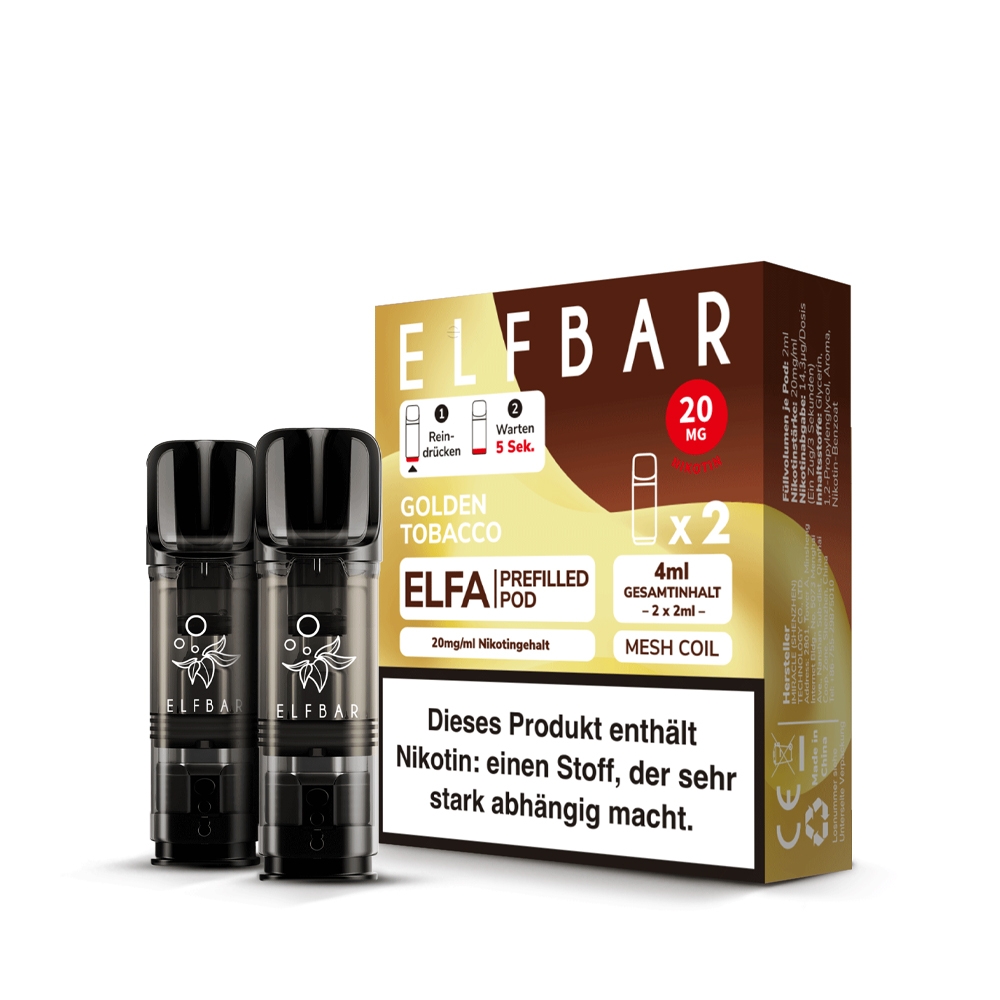 Elfbar ELFA POD (2stk) - Golden Tobacco 20mg