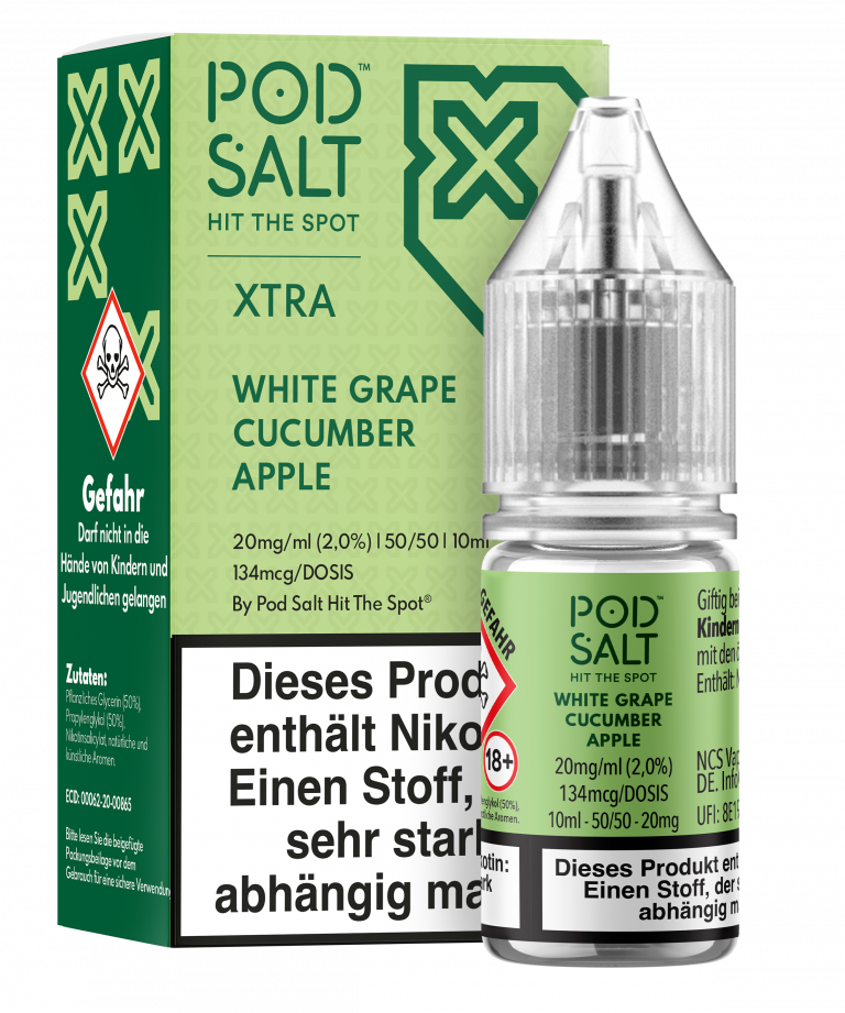 POD SALT X Liquid 20mg - White Grape Cucumber Apple