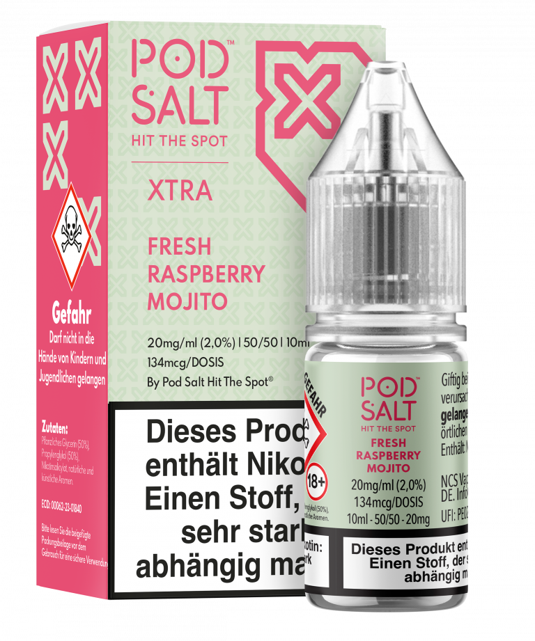 POD SALT XTRA Liquid 20mg - Fresh Raspberry Mojito