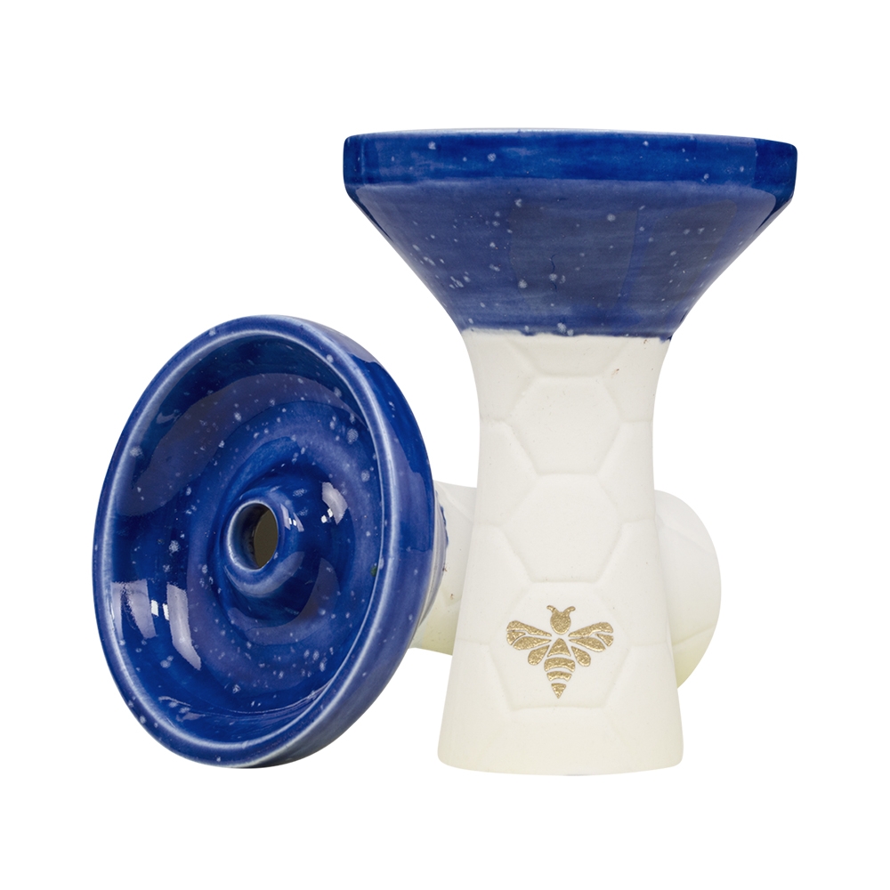 Bee Hookah Phunnel White - Half Glazed Darkblue White