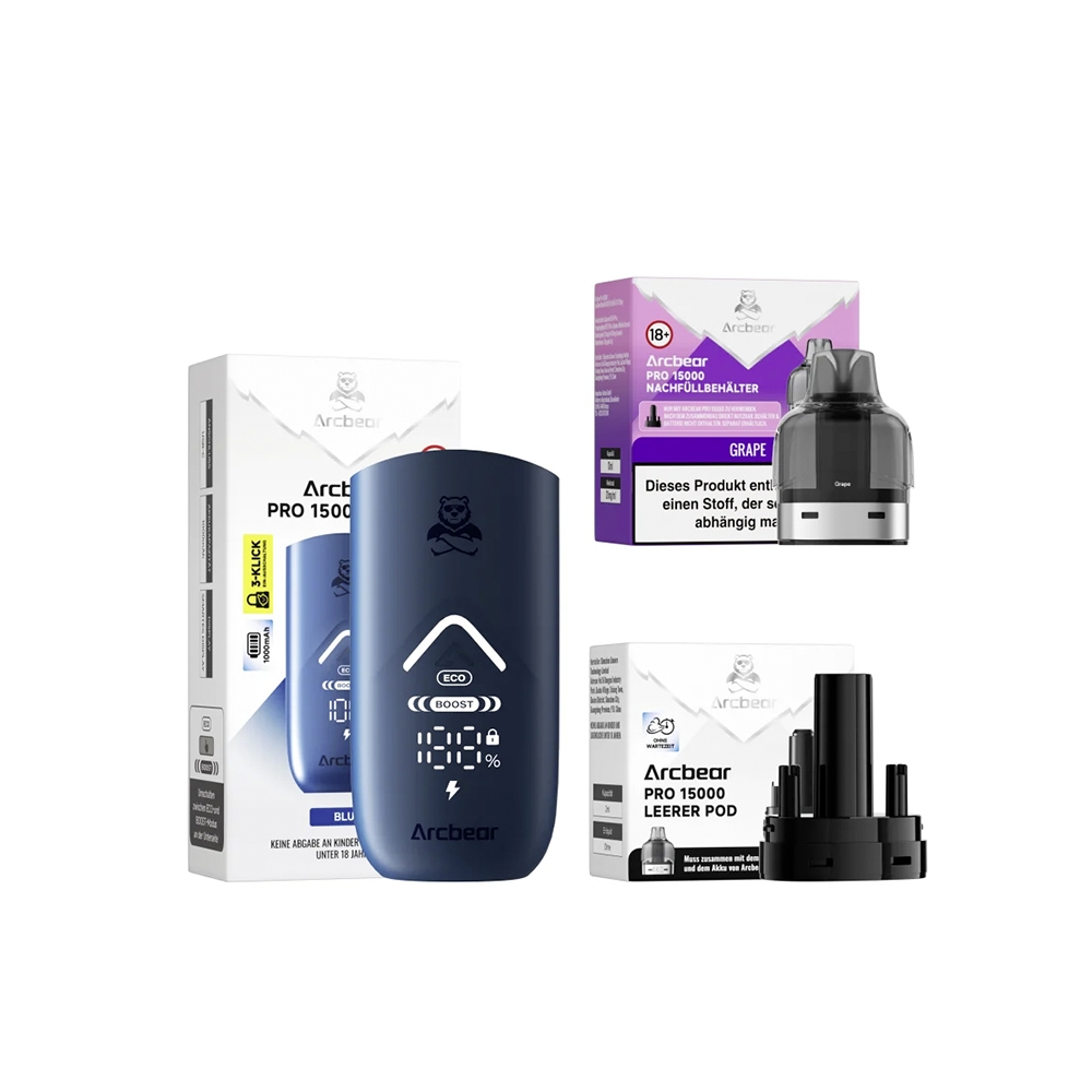 ArcBear Pro 15000 Starter-Set 5er Gerät + Pod- (20mg) Gape Ice