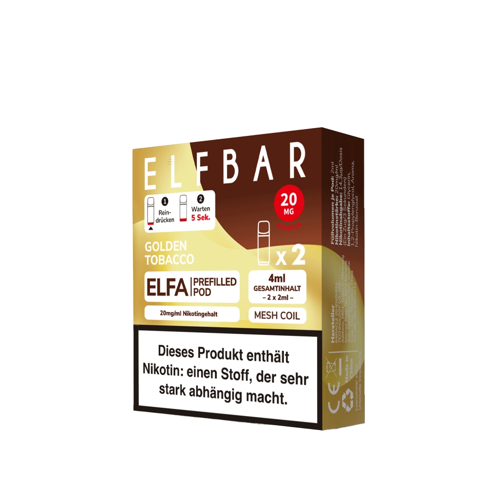 Elfbar ELFA POD (2stk) - Golden Tobacco 20mg