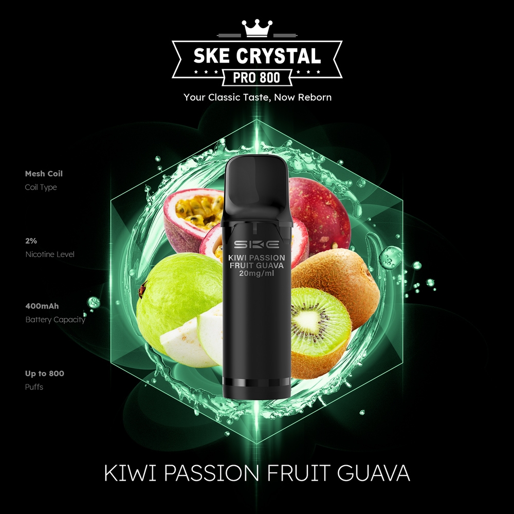 SKE Crystal 800 Pro - Kiwi Passion Fruit Guave 20mg