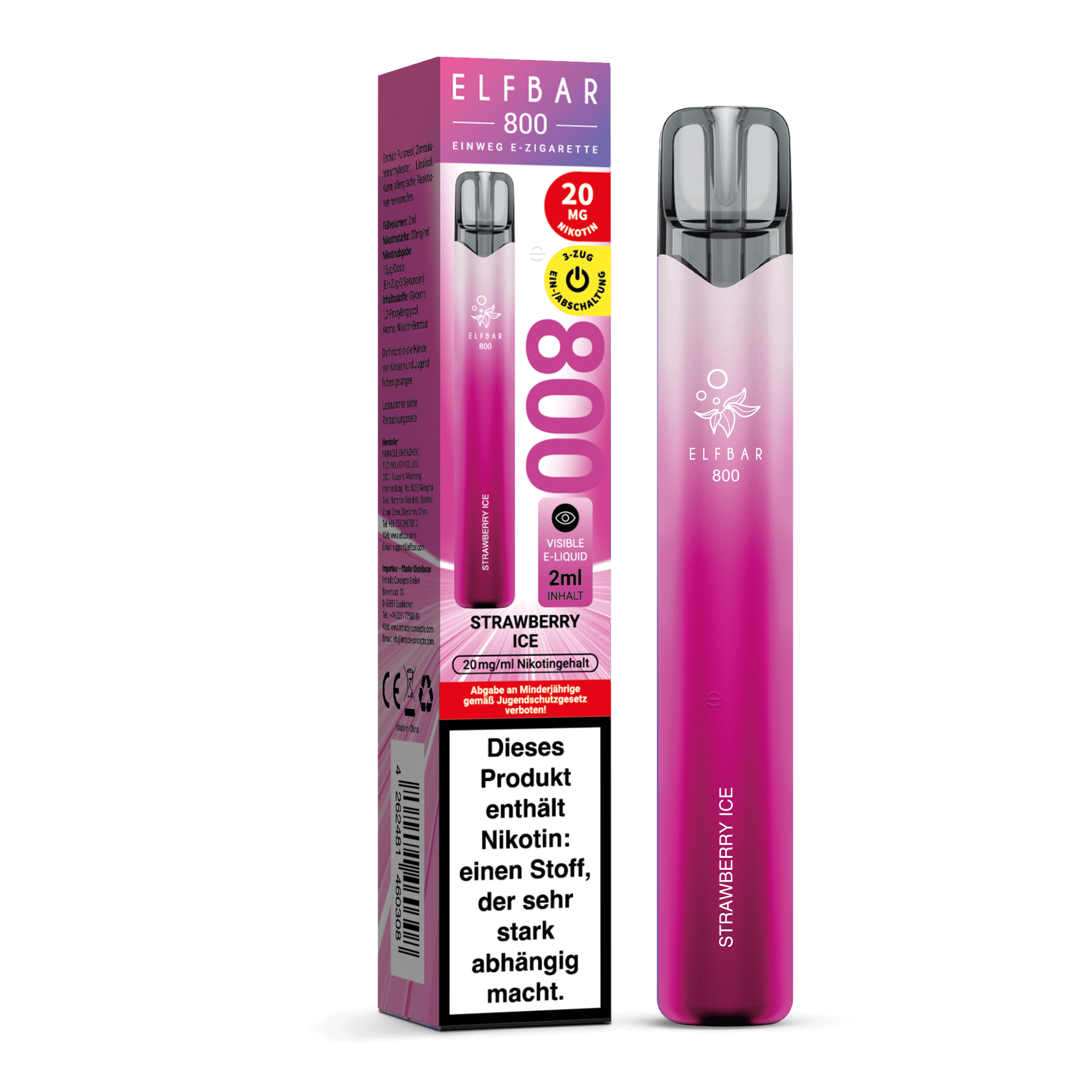Elfbar 800 Einweg E-Shisha 20mg - Strawberry Ice